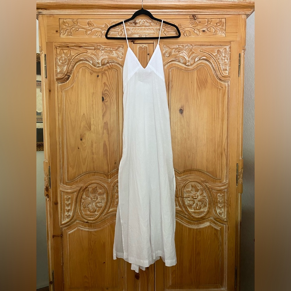 J Crew Cross Back Linen Cotton Beach Slip Dress Size Medium White New NWT